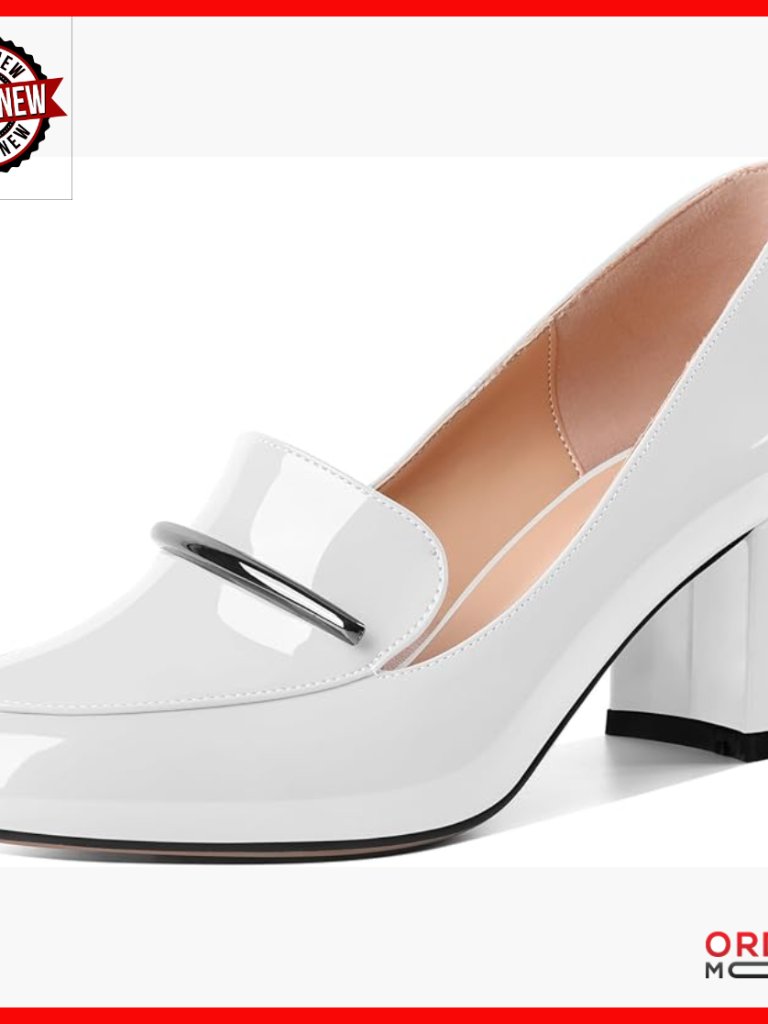 Women's Chunky Loafer Pumps With 2.5 Inch Block Heel Round Toe Slip On